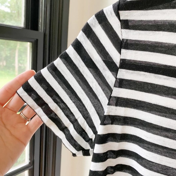 N:PHILANTHROPY Women's Black/White Striped Distressed Wash Out Atlas Tee sz XS - Picture 6 of 14